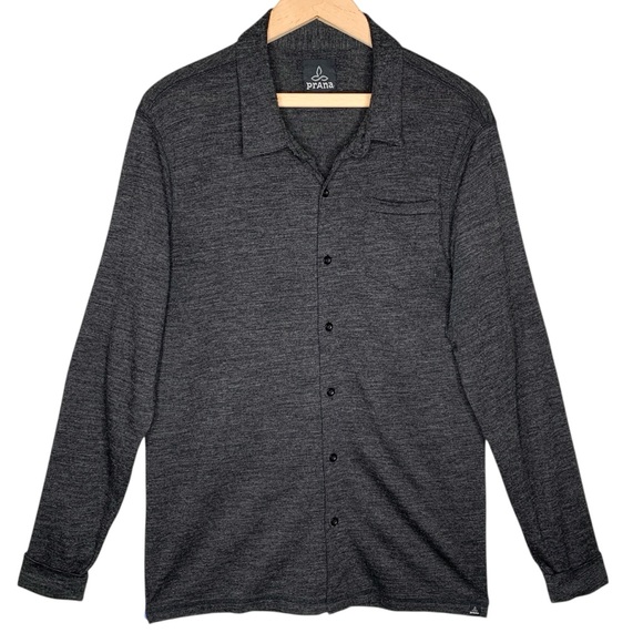 Prana Other - prAna Mens Beau Button Up Shirt Size L Wool Blend Outdoor Travel Hiking Charcoal